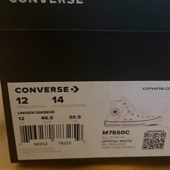 BRAND NEW men converse all star hi top white shoes size US 12 & US 13 - Picture 7 of 10